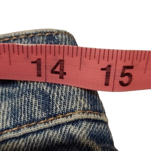 Free People Indigo Blue Denim Mini Skirt Size 25/0/XS NWT Fringe Distressed NEW - Picture 4 of 5